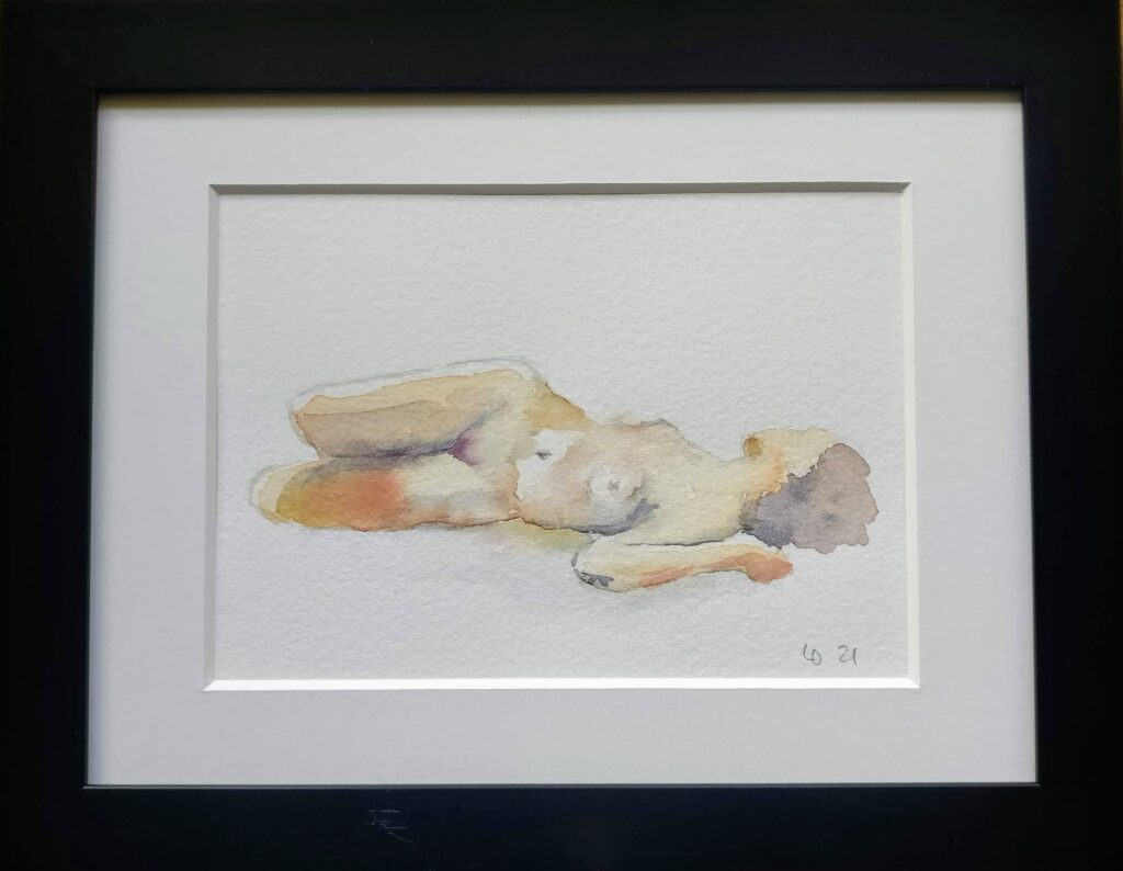Akvarel - Solgt - Billedstørrelse 13*18, Rammestørrelse 18*24 // Croquis 2020